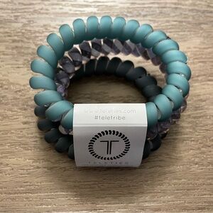 Teleties Matte Teal Spiral Hair Ties - 3 Pack - Large Midnight Rain